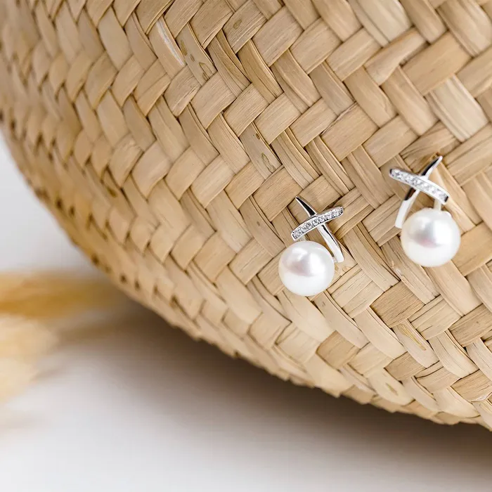 Top Grade Freshwater Pearl Set WS00125 X Collection Pearly Lustre Earrings