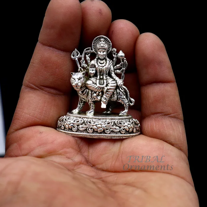 TRIBAL ORNAMENTS 925 Sterling silver Goddess durgabhawani maa Pooja Articles statue handcrafted decorative statue sculpture amazing gifting Art593 Rings