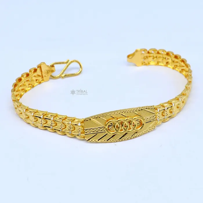 TRIBAL ORNAMENTS Bracelets 22kt yellow gold handmade unique chain AUDI bracelet unisex 916 gold purity stylish fancy bracelet jewelry best mens gifting gbr79