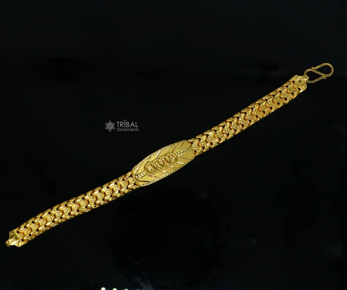 TRIBAL ORNAMENTS Bracelets 22kt yellow gold handmade unique chain AUDI bracelet unisex 916 gold purity stylish fancy bracelet jewelry best mens gifting gbr79