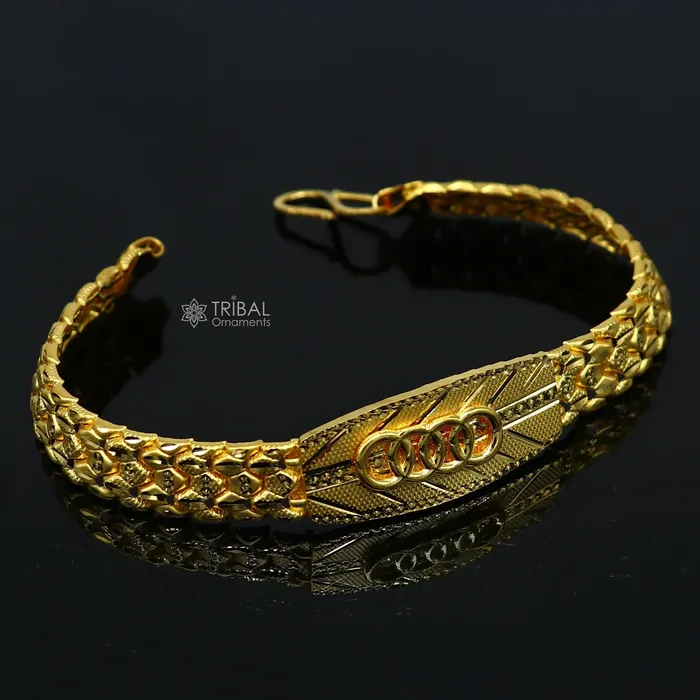 TRIBAL ORNAMENTS Bracelets 22kt yellow gold handmade unique chain AUDI bracelet unisex 916 gold purity stylish fancy bracelet jewelry best mens gifting gbr79
