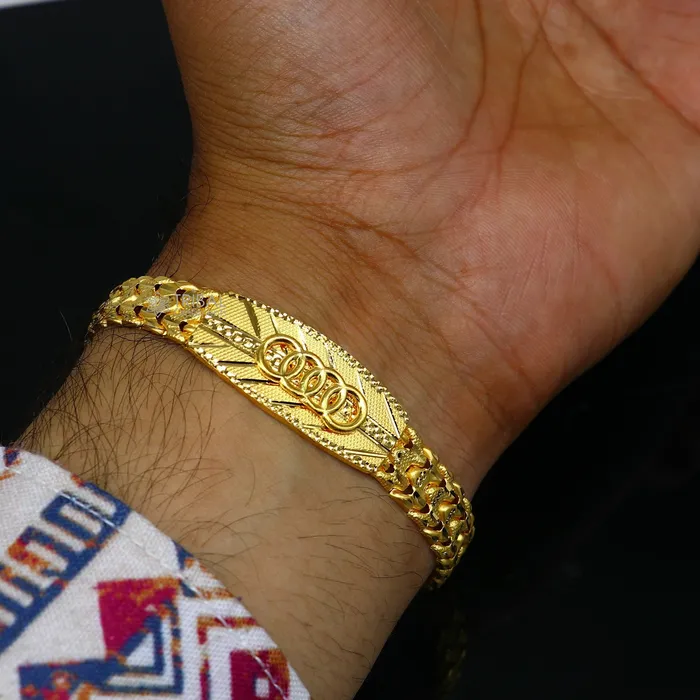 TRIBAL ORNAMENTS Bracelets 22kt yellow gold handmade unique chain AUDI bracelet unisex 916 gold purity stylish fancy bracelet jewelry best mens gifting gbr79