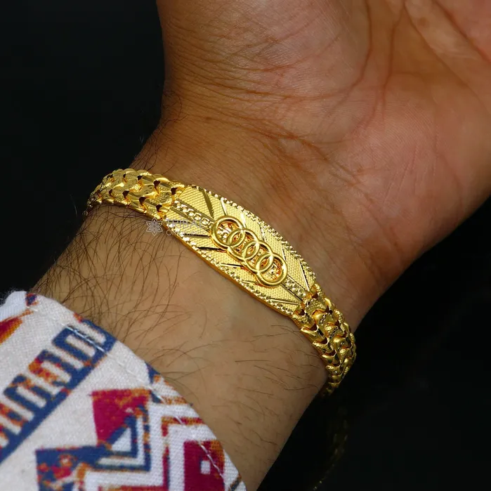TRIBAL ORNAMENTS Bracelets 22kt yellow gold handmade unique chain AUDI bracelet unisex 916 gold purity stylish fancy bracelet jewelry best mens gifting gbr79