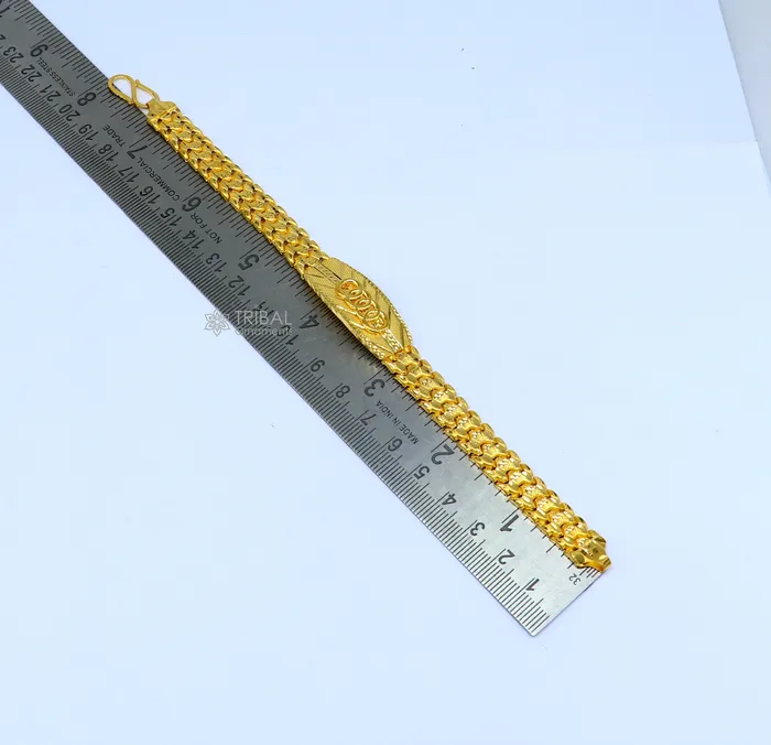TRIBAL ORNAMENTS Bracelets 22kt yellow gold handmade unique chain AUDI bracelet unisex 916 gold purity stylish fancy bracelet jewelry best mens gifting gbr79