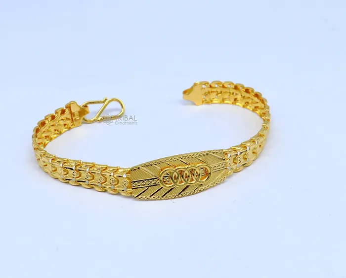 TRIBAL ORNAMENTS Bracelets 22kt yellow gold handmade unique chain AUDI bracelet unisex 916 gold purity stylish fancy bracelet jewelry best mens gifting gbr79