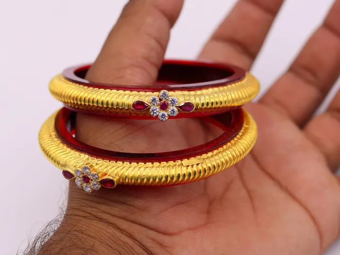 TRIBAL ORNAMENTS Bracelets Authentic 22 kt yellow gold handmade amazing vintage design indian traditional tribal bangle bracelet kada jewelry from Rajasthan INDIA ba45
