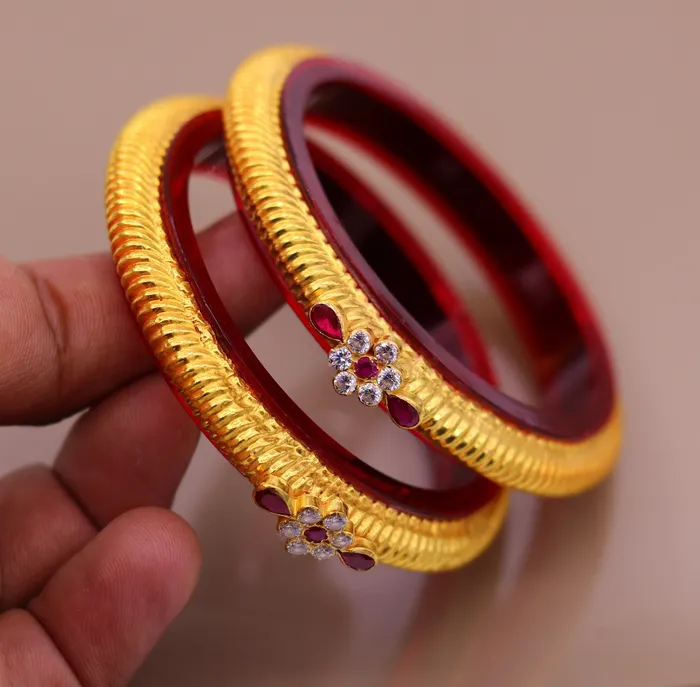 TRIBAL ORNAMENTS Bracelets Authentic 22 kt yellow gold handmade amazing vintage design indian traditional tribal bangle bracelet kada jewelry from Rajasthan INDIA ba45