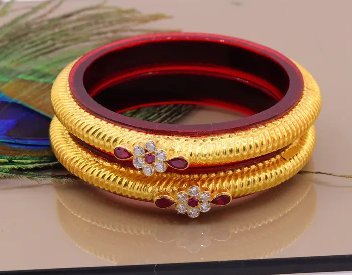 TRIBAL ORNAMENTS Bracelets Authentic 22 kt yellow gold handmade amazing vintage design indian traditional tribal bangle bracelet kada jewelry from Rajasthan INDIA ba45