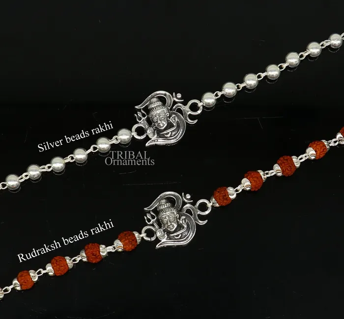 TRIBAL ORNAMENTS Bracelets Lord Shiva Rakhi 925 Sterling silver Rakhi bracelet Rrudrakha and silver beads best gift for your brothers for special gifting rk199 TRIBAL ORNAMENTS Bracelets Lord Shiva Rakhi 925 Sterling silver Rakhi bracelet Rrudrakha and silver beads best gift for your brothers for special gifting rk199