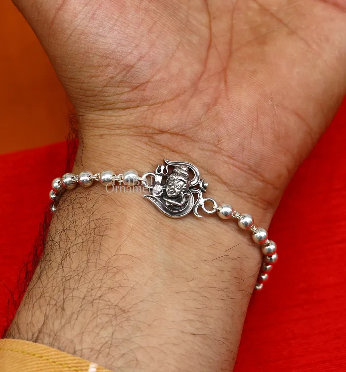 TRIBAL ORNAMENTS Bracelets Lord Shiva Rakhi 925 Sterling silver Rakhi bracelet Rrudrakha and silver beads best gift for your brothers for special gifting rk199