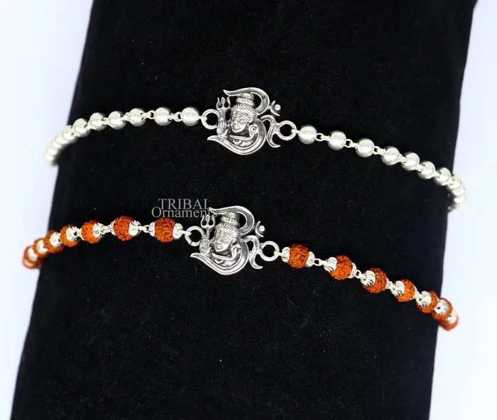 TRIBAL ORNAMENTS Bracelets Lord Shiva Rakhi 925 Sterling silver Rakhi bracelet Rrudrakha and silver beads best gift for your brothers for special gifting rk199