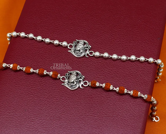 TRIBAL ORNAMENTS Bracelets Lord Shiva Rakhi 925 Sterling silver Rakhi bracelet Rrudrakha and silver beads best gift for your brothers for special gifting rk199