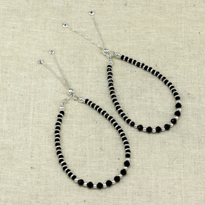 TRIBAL ORNAMENTS Bracelets Stylish 925 sterling silver beaded with black onyx stone handmade charm adjustable bracelet Nazariya charm jewelry for girls sbr181 TRIBAL ORNAMENTS Bracelets Stylish 925 sterling silver beaded with black onyx stone handmade charm adjustable bracelet Nazariya charm jewelry for girls sbr181