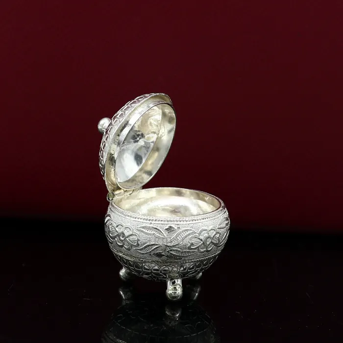 TRIBAL ORNAMENTS Exclusive 925 sterling silver unique antique design handmade brides eyes kajal box kumkum sindur box small trinket box article stb354 Rings