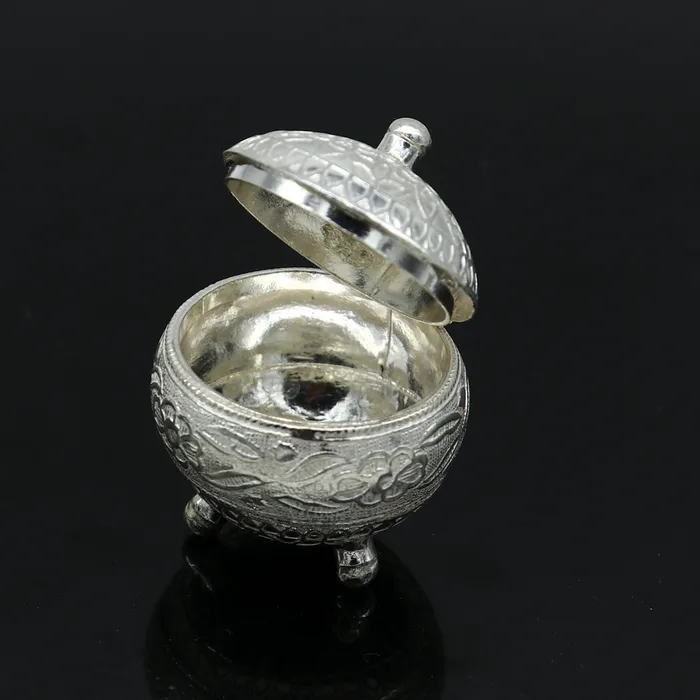 TRIBAL ORNAMENTS Exclusive 925 sterling silver unique antique design handmade brides eyes kajal box kumkum sindur box small trinket box article stb354 Rings