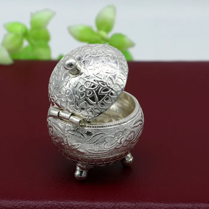 TRIBAL ORNAMENTS Exclusive 925 sterling silver unique antique design handmade brides eyes kajal box kumkum sindur box small trinket box article stb354 Rings