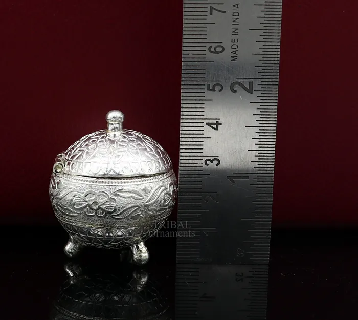 TRIBAL ORNAMENTS Exclusive 925 sterling silver unique antique design handmade brides eyes kajal box kumkum sindur box small trinket box article stb354 Rings