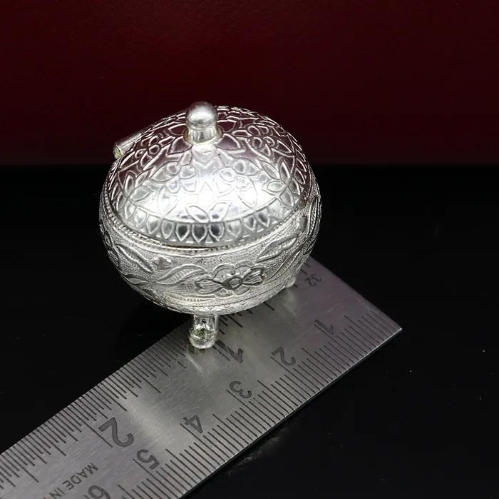 TRIBAL ORNAMENTS Exclusive 925 sterling silver unique antique design handmade brides eyes kajal box kumkum sindur box small trinket box article stb354 Rings