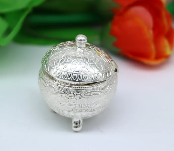 TRIBAL ORNAMENTS Exclusive 925 sterling silver unique antique design handmade brides eyes kajal box kumkum sindur box small trinket box article stb354 Rings