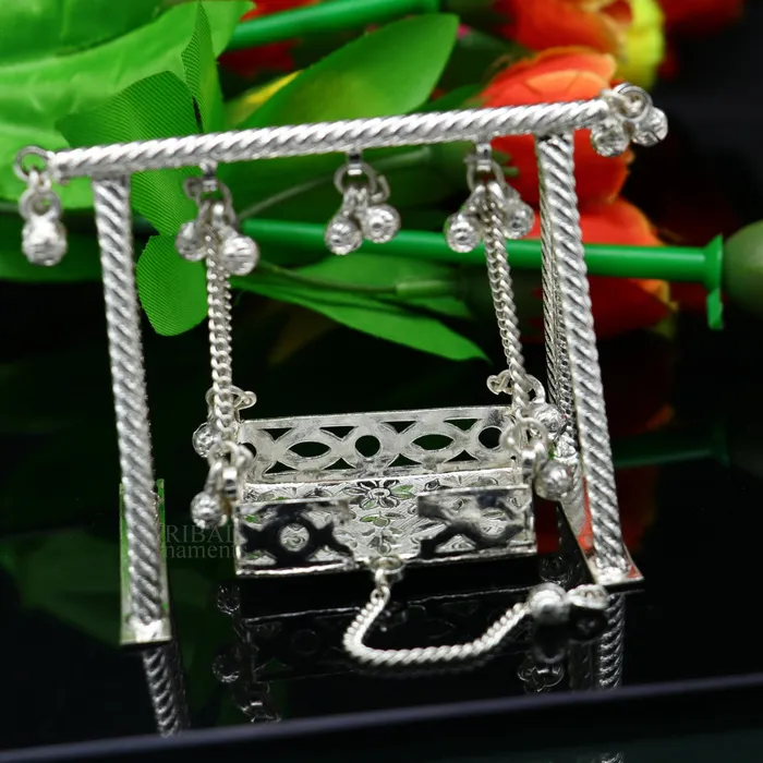 TRIBAL ORNAMENTS Rings 925 Sterling silver handmade Bal Gopala jhula little Krishna swing child Krishna palana silver jhula laddu gopal jhula silver art su725