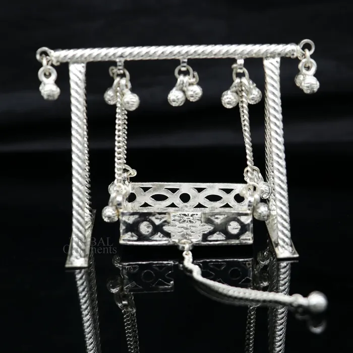 TRIBAL ORNAMENTS Rings 925 Sterling silver handmade Bal Gopala jhula little Krishna swing child Krishna palana silver jhula laddu gopal jhula silver art su725
