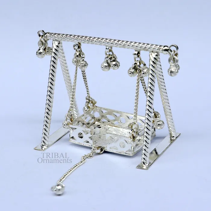 TRIBAL ORNAMENTS Rings 925 Sterling silver handmade Bal Gopala jhula little Krishna swing child Krishna palana silver jhula laddu gopal jhula silver art su725