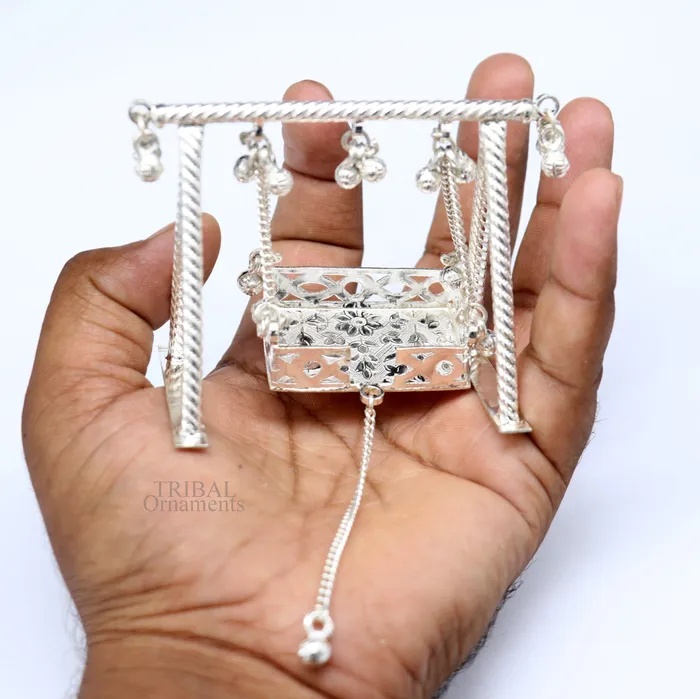 TRIBAL ORNAMENTS Rings 925 Sterling silver handmade Bal Gopala jhula little Krishna swing child Krishna palana silver jhula laddu gopal jhula silver art su725
