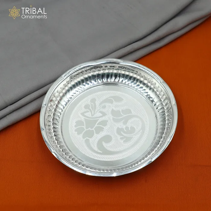 TRIBAL ORNAMENTS Rings 925 sterling silver handmade plate tray best gifting baby food serving silver utensils silver articles puja utensils sv313 TRIBAL ORNAMENTS Rings 925 sterling silver handmade plate tray best gifting baby food serving silver utensils silver articles puja utensils sv313