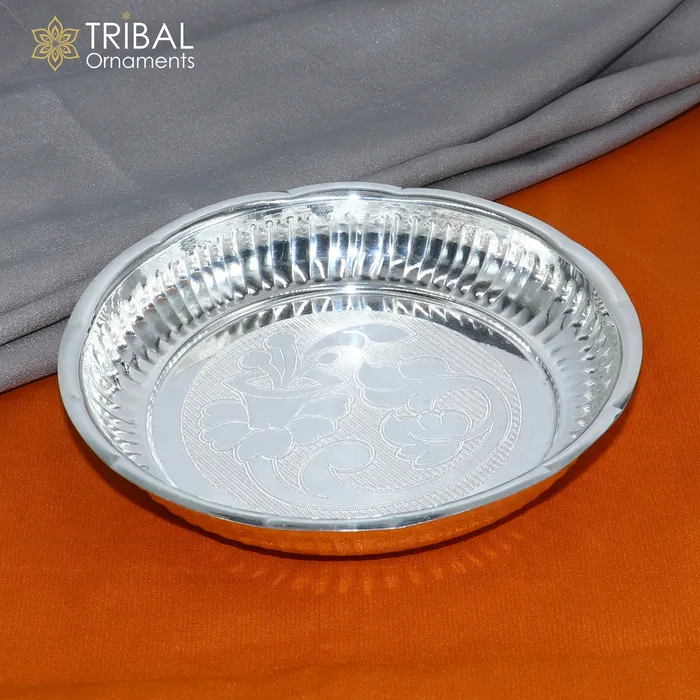 TRIBAL ORNAMENTS Rings 925 sterling silver handmade plate tray best gifting baby food serving silver utensils silver articles puja utensils sv313 TRIBAL ORNAMENTS Rings 925 sterling silver handmade plate tray best gifting baby food serving silver utensils silver articles puja utensils sv313