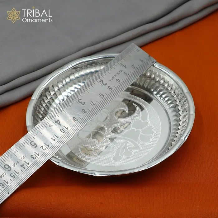 TRIBAL ORNAMENTS Rings 925 sterling silver handmade plate tray best gifting baby food serving silver utensils silver articles puja utensils sv313 TRIBAL ORNAMENTS Rings 925 sterling silver handmade plate tray best gifting baby food serving silver utensils silver articles puja utensils sv313
