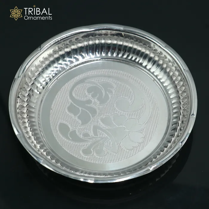 TRIBAL ORNAMENTS Rings 925 sterling silver handmade plate tray best gifting baby food serving silver utensils silver articles puja utensils sv313 TRIBAL ORNAMENTS Rings 925 sterling silver handmade plate tray best gifting baby food serving silver utensils silver articles puja utensils sv313