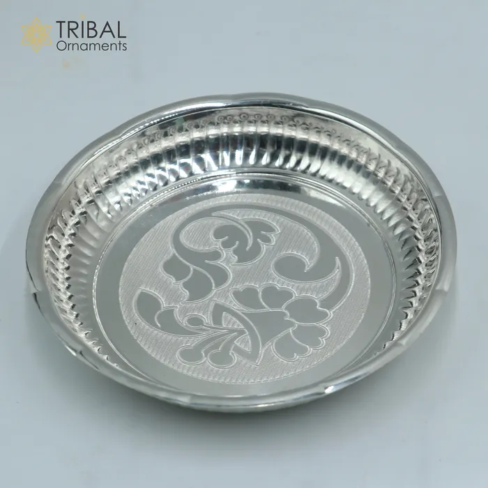 TRIBAL ORNAMENTS Rings 925 sterling silver handmade plate tray best gifting baby food serving silver utensils silver articles puja utensils sv313 TRIBAL ORNAMENTS Rings 925 sterling silver handmade plate tray best gifting baby food serving silver utensils silver articles puja utensils sv313