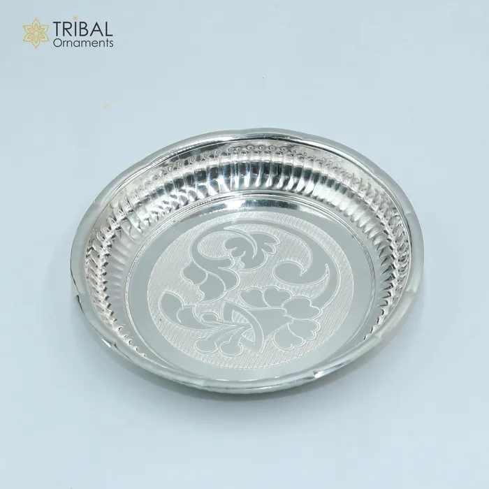 TRIBAL ORNAMENTS Rings 925 sterling silver handmade plate tray best gifting baby food serving silver utensils silver articles puja utensils sv313 TRIBAL ORNAMENTS Rings 925 sterling silver handmade plate tray best gifting baby food serving silver utensils silver articles puja utensils sv313