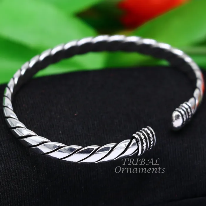 Vintage antique design handmade 925 sterling silver open face cuff bracelet kada excellent indian gifting jewelry for mens womens CUFF123 TRIBAL ORNAMENTS Bracelets