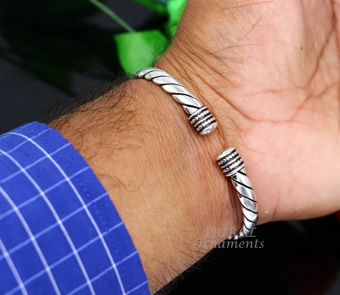 Vintage antique design handmade 925 sterling silver open face cuff bracelet kada excellent indian gifting jewelry for mens womens CUFF123 TRIBAL ORNAMENTS Bracelets