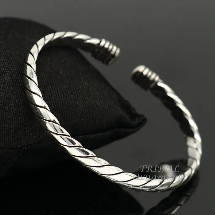 Vintage antique design handmade 925 sterling silver open face cuff bracelet kada excellent indian gifting jewelry for mens womens CUFF123 TRIBAL ORNAMENTS Bracelets