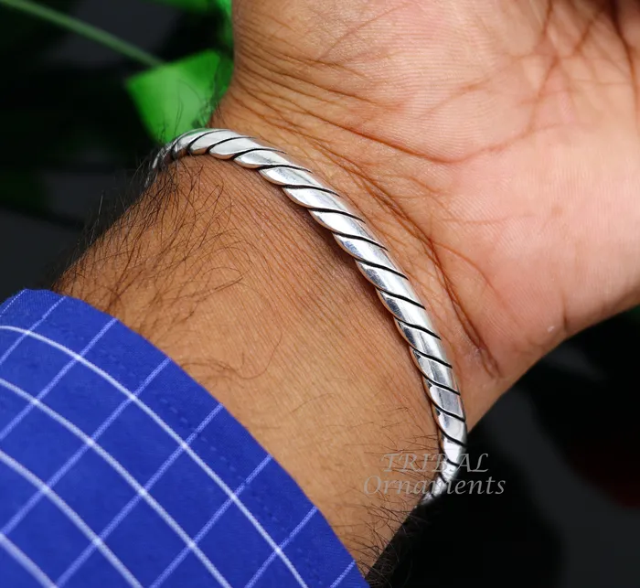 Vintage antique design handmade 925 sterling silver open face cuff bracelet kada excellent indian gifting jewelry for mens womens CUFF123 TRIBAL ORNAMENTS Bracelets