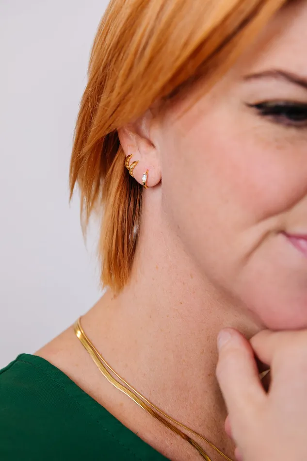 WANTME Earrings 9 mm Crinkle Huggies