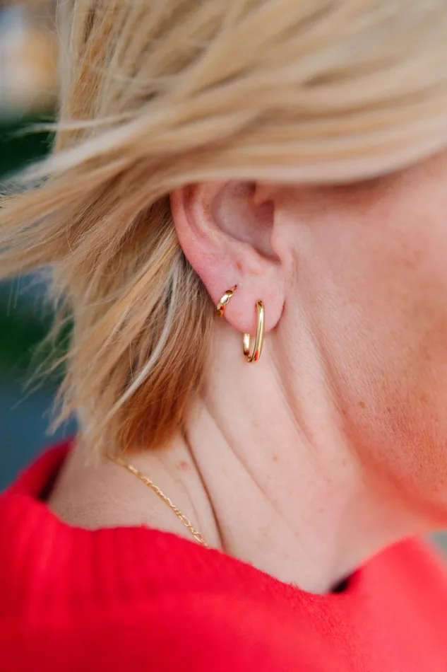 WANTME Earrings 9 mm Crinkle Huggies