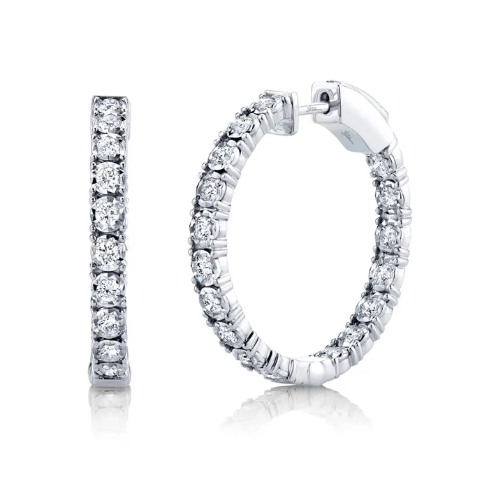 14K White Gold Diamond Hoop Earrings Meierotto Jewelers Earrings