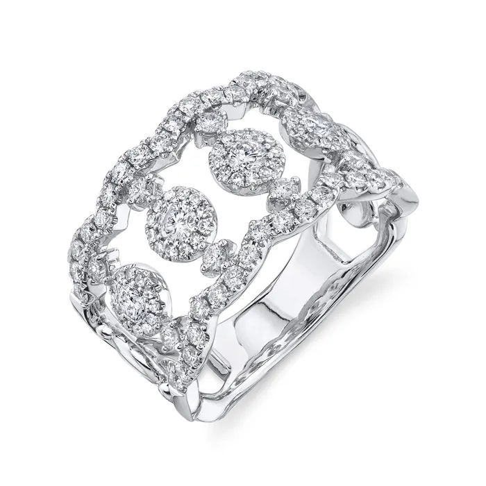 14K White Gold Wide Fancy Diamond Ring Meierotto Jewelers Rings