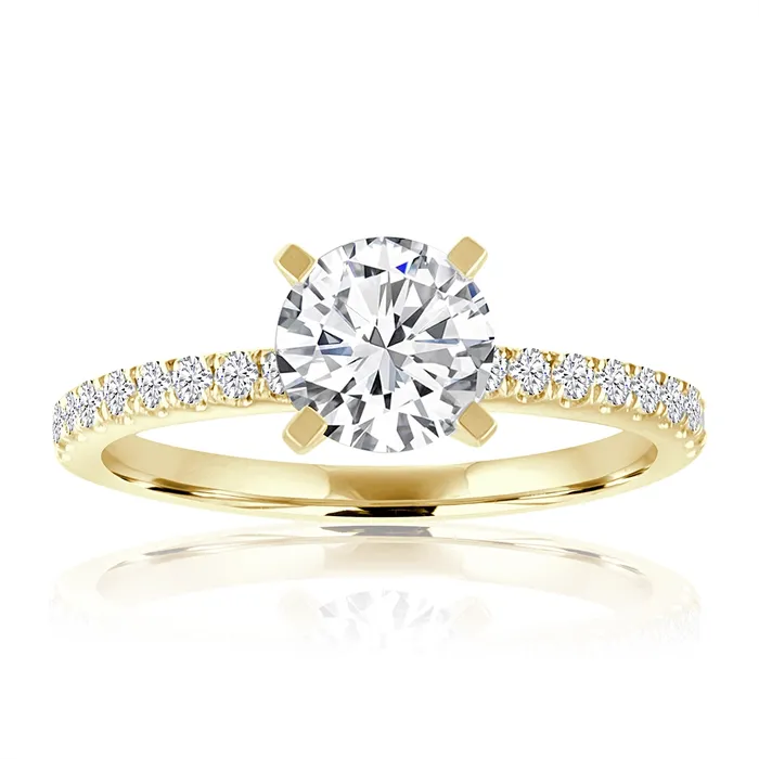 14K Yellow Gold Diamond Semimount with White Gold Round Head Engagement Collections PreStyled Sets 14K Yellow Gold Diamond Semimount with White Gold Round Head Engagement Collections PreStyled Sets