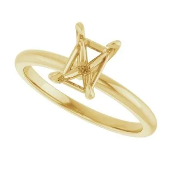 14K Yellow Gold Solitaire Ring for Emerald Engagement Collections Rings