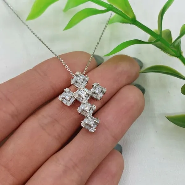 14KT Diamond Cross Pendant features 10ct Diamonds Diamond Source NYC Necklaces