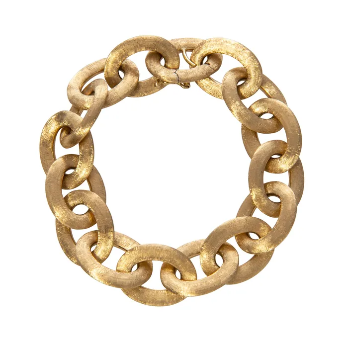 18K Yellow Gold Italian Satin Finish Oval Link Bracelet Croghans Bracelets 18K Yellow Gold Italian Satin Finish Oval Link Bracelet Croghans Bracelets