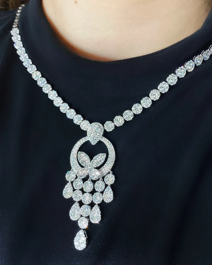 Beautiful ladies necklace 18kt White Gold 1520 ctw diamonds 10257 Diamond Source NYC Necklaces