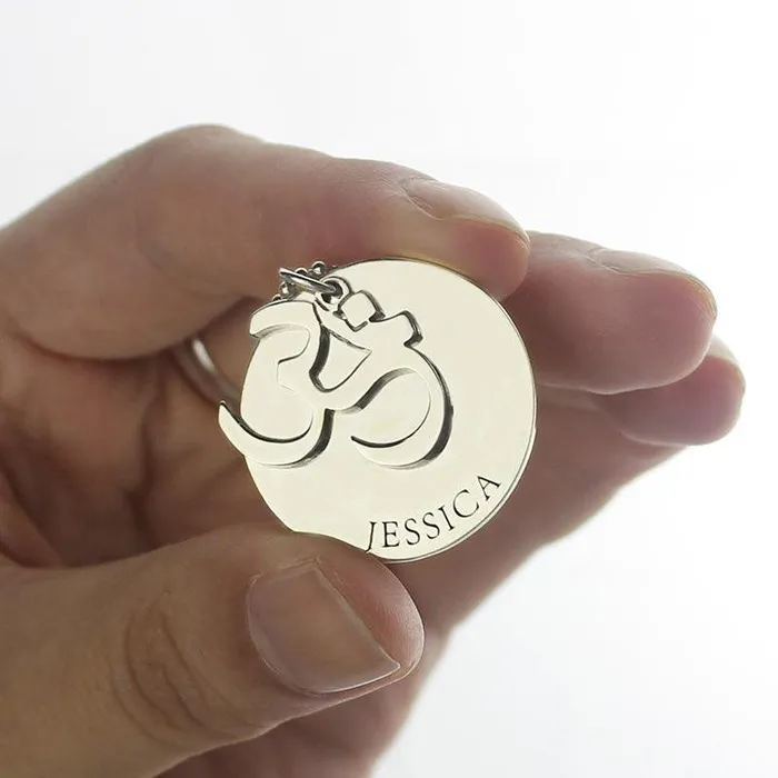 Belbren Necklaces Personalized Om Disc Yoga Name Necklace Sterling Silver