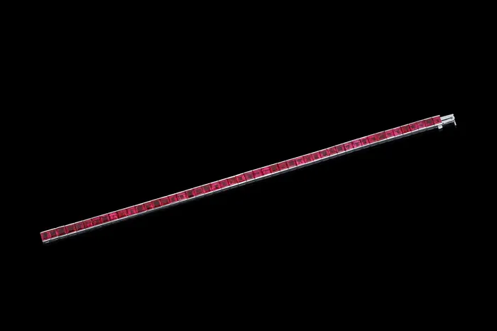 Bracelets CJ Charles Jewelers Vintage circa 1930s 18kt white gold Burmese Ruby line bracelet Bracelets CJ Charles Jewelers Vintage circa 1930s 18kt white gold Burmese Ruby line bracelet