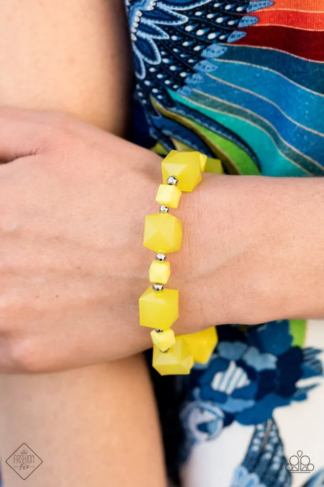 Bracelets Paparazzi Bracelet Trendsetting Tourist Yellow Paparazzi Jewelry