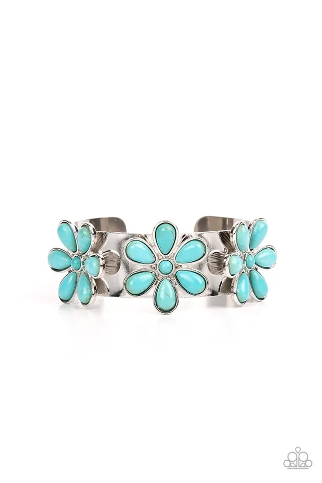 Bracelets Paparazzi Jewelry Paparazzi Bracelet Desert Flower Patch Blue Bracelets Paparazzi Jewelry Paparazzi Bracelet Desert Flower Patch Blue